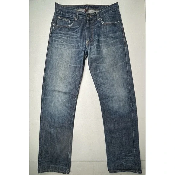 Cremieux Premium Straight Men's 34X 34 Blue Jeans Whiskers Cotton Denim Street - Picture 2 of 10